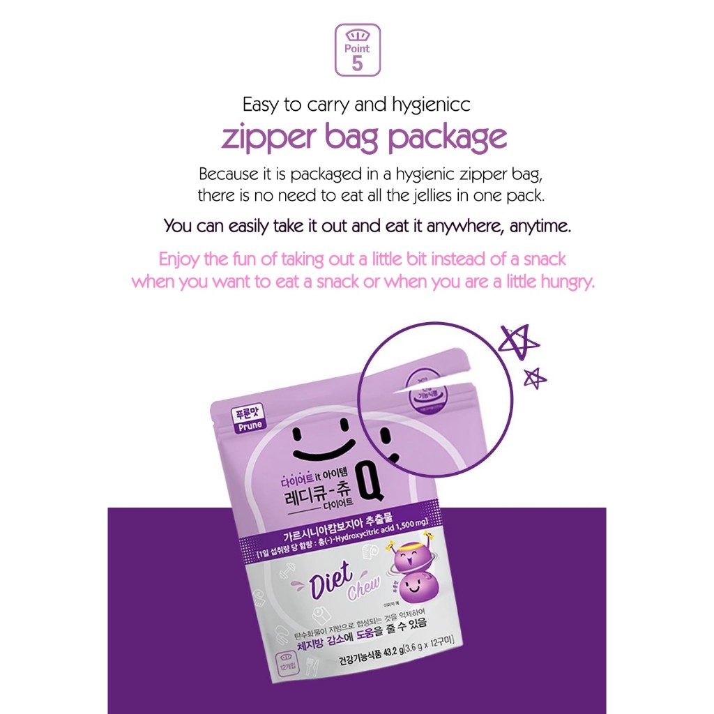 HANDOK Upgraded Ready Q Chew Diet Prune Flavor 21 Packs